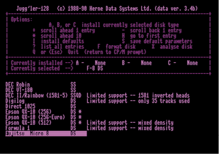 Juggler pozwalał na odczyt niemal dowolnego formatu dysku, przez co wymiana danych pomiędzy róznymi komputerami pracującymi pod CP/M nie sprawiała żadnych problemów.
